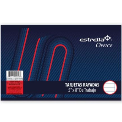 Imagen de Tarjetas de Trabajo Estrella 5"x8"(20.3x12.7cm) Rayada c/100 Hojas