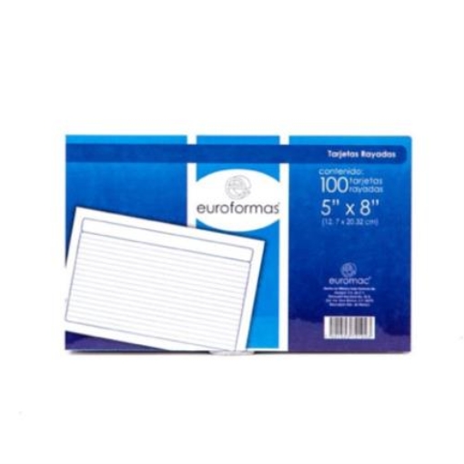 Imagen de TARJETA EUROFORMAS BIBLIOGRAFICA RAYADO 5X8 C/100