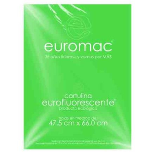 Imagen de CARTULINA EUROMAC FLUORESCENTE VERDE 47.5X66CM C/10