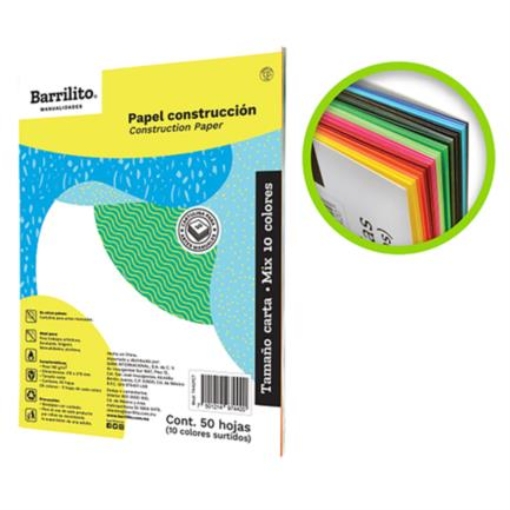 Imagen de Block Papel Construcción Barrilito Mix Carta Colores Surtidos C/50 Hojas