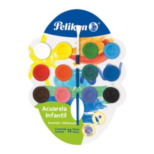 Imagen de PINTURAS ACUARELA INFANTIL PELIKAN C/12 COLORES