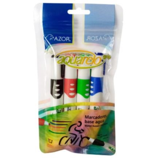 Imagen de MARCADOR AQUARELO GRIP CARTERA C/4 COL. SURT.