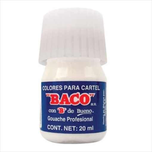 Imagen de PINTURA BACO P/CARTEL 20ML BLANCO P/TINTAS C/10