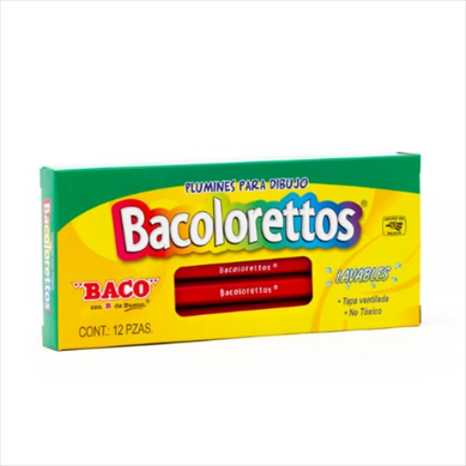 Imagen de MARCADOR BACO PLUMIN BACOLORETTO ROJO C/12