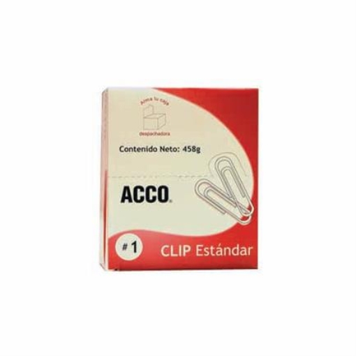Imagen de CLIP ACCO ESTANDAR No.1 INOXIDABLE 10 PQTES C/100 CLIPS