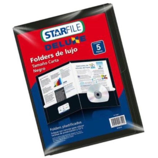 Imagen de FOLDER MAPASA DELUXE NEGRO CARTA 24X30 C/5PZA