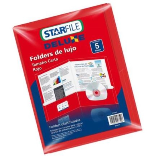 Imagen de FOLDER MAPASA DELUXE ROJO CARTA 24X30 C/5PZA