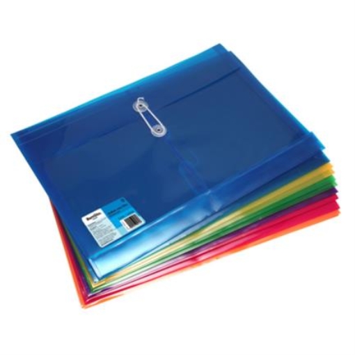 Imagen de Sobre Barrilito Plástico con Hilo Carta Horizontal Colores Surtidos Paq C/12 Pzas