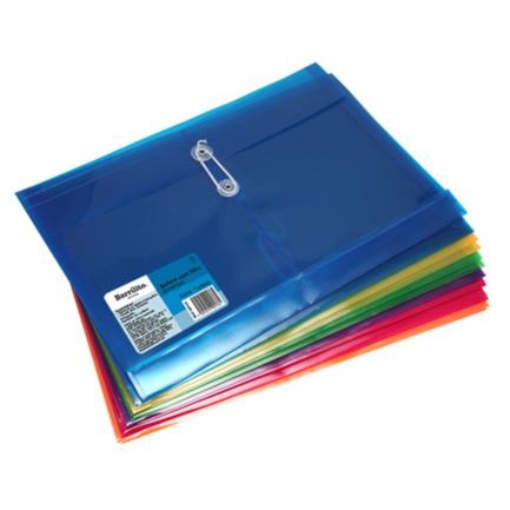 Imagen de Sobre Barrilito Plástico con Hilo Oficio Horizontal Colores Surtidos Paq C/12 Pzas