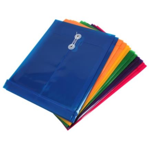 Imagen de Sobre Barrilito Plástico con Hilo Oficio Vertical Colores Surtidos Paq C/12 Pzas
