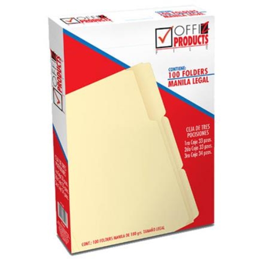 Imagen de FOLDER OFFIZ MANILA LEGAL 3 POCISIONES C/100