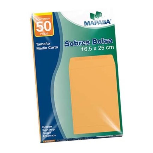 Imagen de SOBRE BOLSA MAPASA PANUCO 1/2 CTA 10 BOLSAS C/50 C/U
