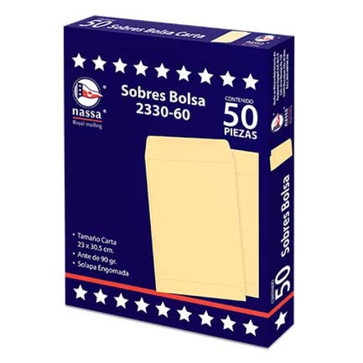 Imagen de SOBRE BOLSA NASSA CARTA ANTE 8PQTES C/50 23X30.5 CMS