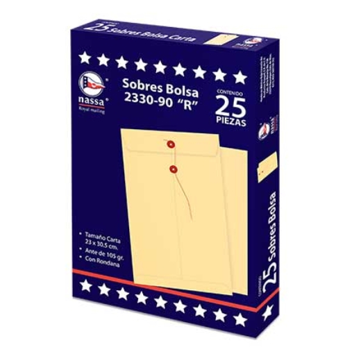 Imagen de SOBRE BOLSA NASSA CARTA ANTE C.R. 8 PQS C/25 PZS 23X30.5 CMS