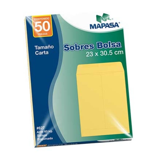 Imagen de SOBRE BOLSA MAPASA CARTA ANTE SOLAPA ENGOMADA 60KG 10 BOLSAS C/50 23.0x30.5 cm