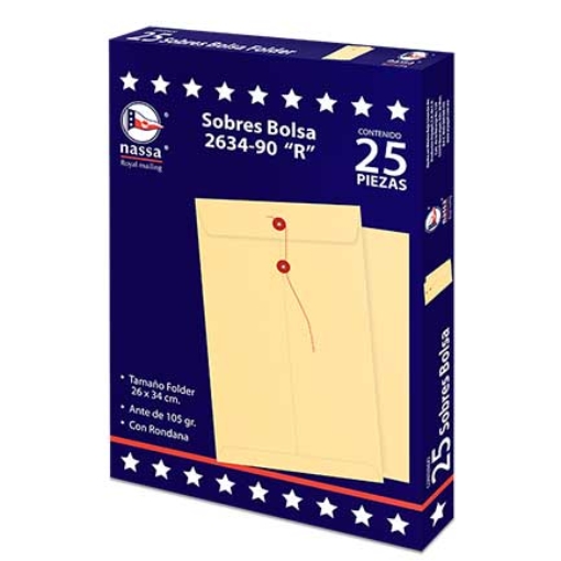 Imagen de SOBRE BOLSA NASSA FOLDER ANTE C.R. 8 PQS C/25 PZS 26X34 CMS