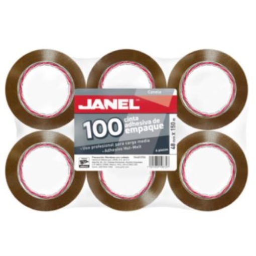 Imagen de Cinta Janel 156 Empaque Canela 48mmx50m Paquete C/6 Pzas