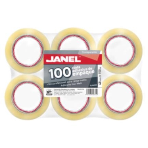 Imagen de Cinta Janel 155 Empaque Transparente 48mmx150m Paquete C/6 Pzas