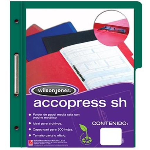 Imagen de CARPETA ACCO PRESS SH M/C CARTA VERDE OBSCURO NP C/10