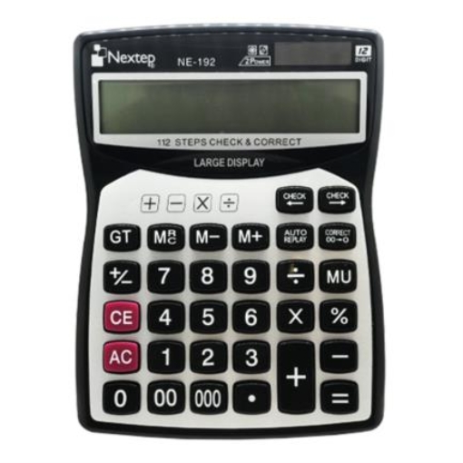 Imagen de Calculadora Nextep 12 Dígitos Pantalla Grande Escritorio Cubierta Metálica Batería/Solar