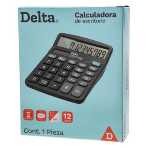 Imagen de Calculadora Barrilito Delta Escritorio 12 Dígitos 14.5x12 cm Batería AA