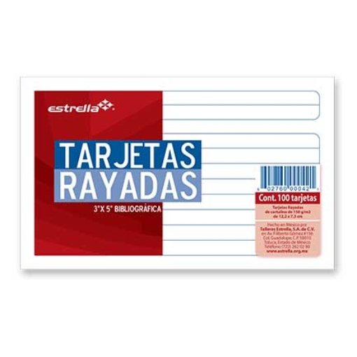 Imagen de TARJETA ESTRELLA BIBLIOGRÁFICA 3X5 RAYA C/100