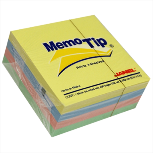 Imagen de PAPELETA JANEL MEMO TIP 54P 3X3 CUBO PASTEL C/400