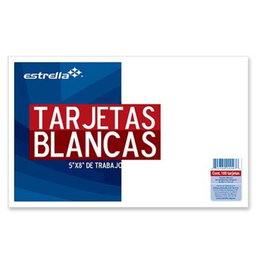 Imagen de TARJETA ESTRELLA TRABAJO 5X8 BLANCA C/100