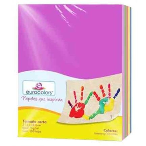 Imagen de PAPEL CORTADO EUROCOLORS CARTA ARCOIRIS PASTEL C/100