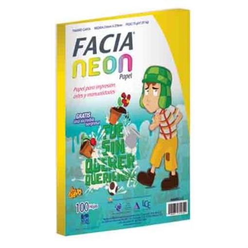 Imagen de PAPEL FACIA VISION NEON AMARILLO TAMAÑO CARTA C/100 HJS