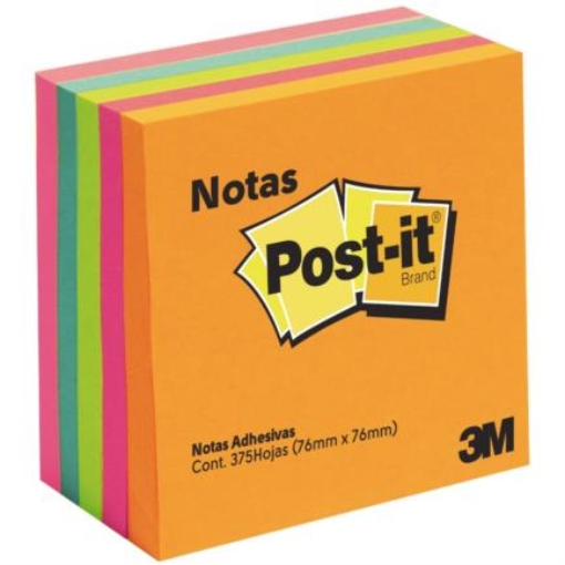 Imagen de NOTAS 3M POST-IT 3X3 NEON 5 BLOCKS C/75 HOJAS