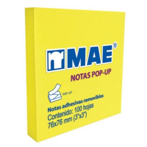 Imagen de NOTAS ADHESIVAS MAE AMARILLO NEON POP-UP 3X3 100H C/12
