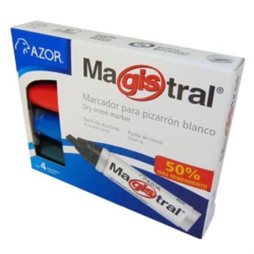 Imagen de Marcador Magistral Aluminio Pizarrón Blanco Colores Surtidos C/4 Pzas