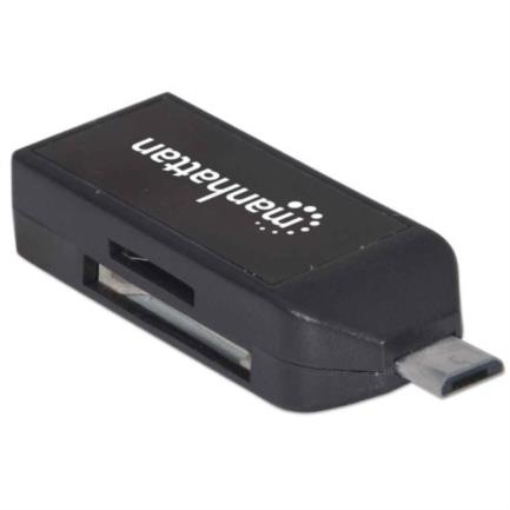 Imagen de Lector de Tarjetas Manhattan OTG 24 en 1 con Puerto USB 2.0 Color Negro