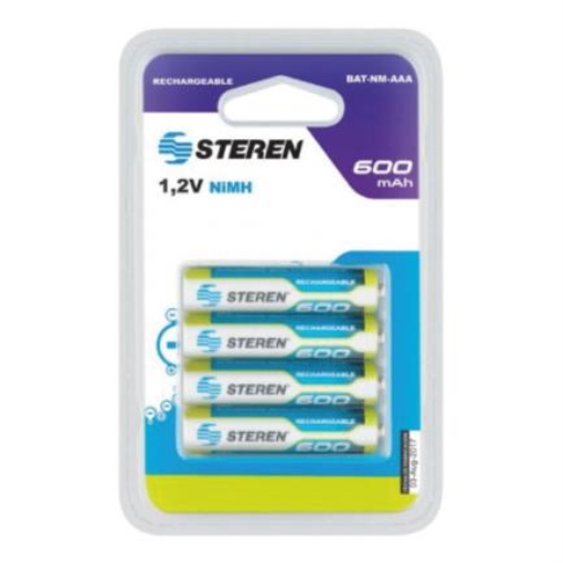 Imagen de Pilas Recargables Steren "AAA" NiMH 600 mAh Paquete C/4