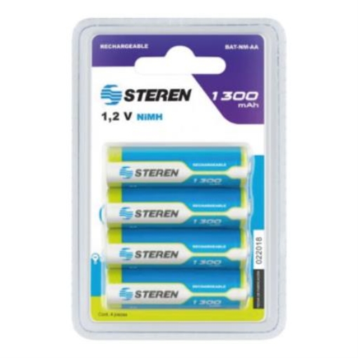 Imagen de Pilas Recargables Steren "AA" NiMH 1300 mAh Paquete C/4
