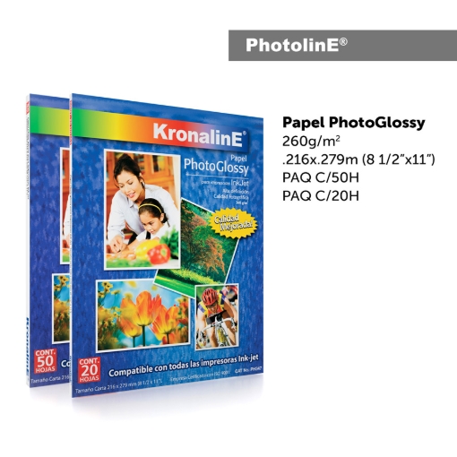 Imagen de PAPEL PHOTO GLOSSY 260g/m² .216 x .279 m