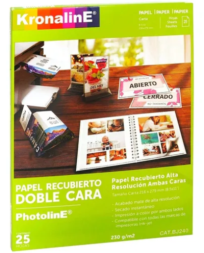 Imagen de PAPEL RECUBIERTO ALTA RESOLUCION DOBLE CARA 230g/m2 .216 x .279 m