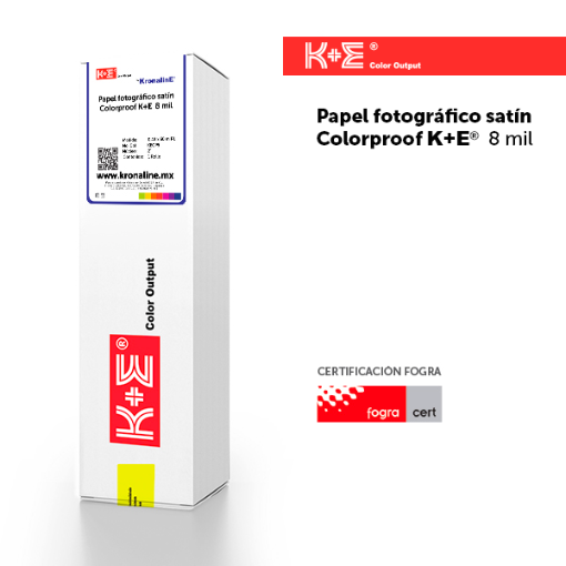 Imagen de PAPEL FOTOGRÁFICO SATIN COLOR PROOF K+E 8 mil N2” 1.07  x  30 m