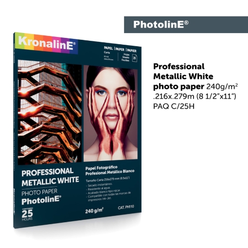Imagen de PROFESSIONAL METALLIC WHITE PHOTO PAPER 240g/m² .216 x .279 m