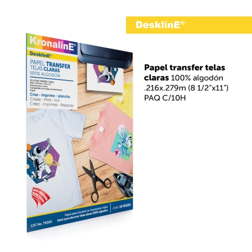 Imagen de PAPEL TRANSFER PARA TELAS CLARAS .216x.279 m