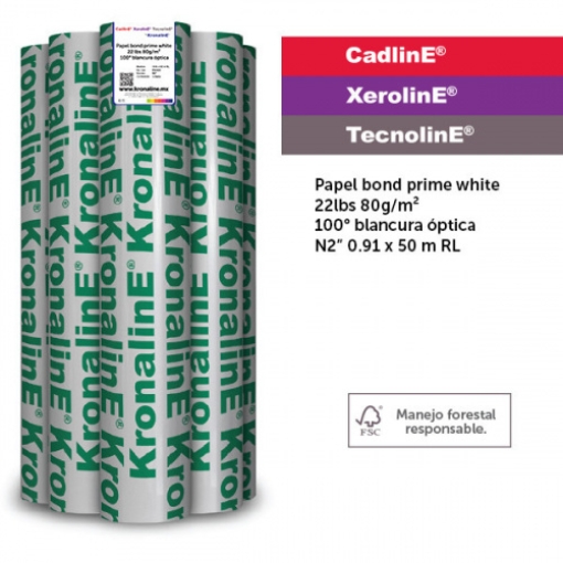 Imagen de ROLLO KRONALINE PW456 .61X50 N2 BOND PRIME WHITE P/PLOTTER