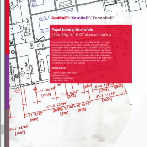 Imagen de PAPEL BOND PRIME WHITE   22lbs 80g/m²  100° Blancura Óptica m2