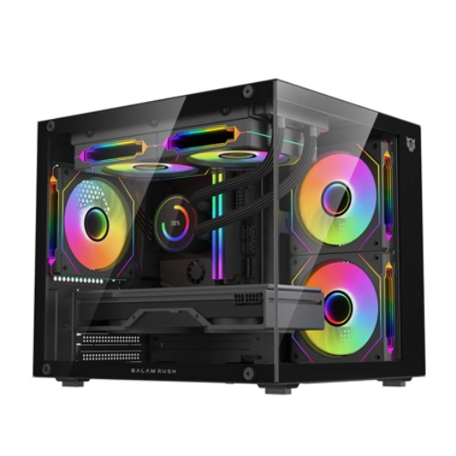 Imagen de Gabinete Gamer Balam Rush Compact Mini Torre Tank Glow Plus 3700 Negro