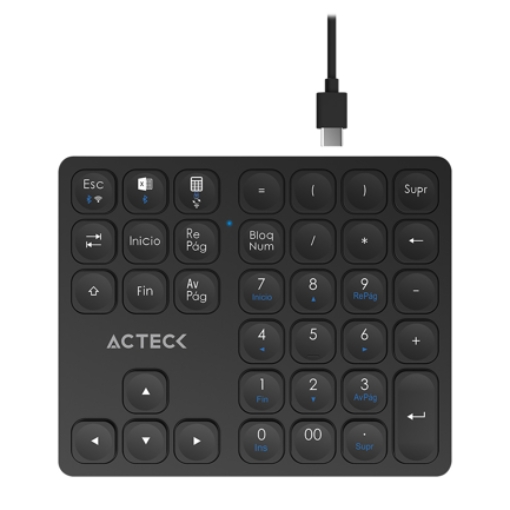 Imagen de Teclado Numérico Acteck Multidispositivo Inspire Pad Pro TN480 / 2.4 MHz + 2 modos BT Recargable / Advanced Negro