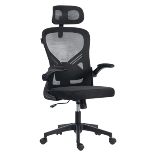 Imagen de Silla Acteck de Oficina Flux Base EC343HR Soporta hasta 100 kg Reposabrazos Abatibles 90° Marco y Malla Negra