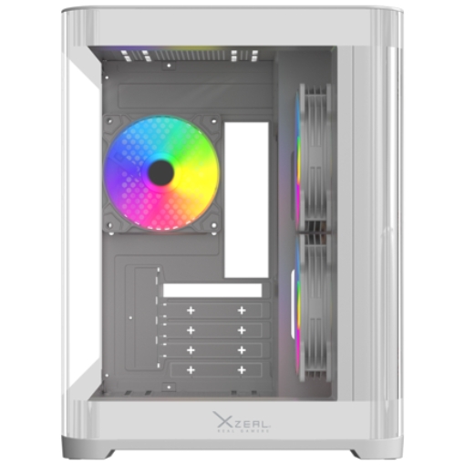 Imagen de Gabinete Curvo Xzeal M-ATX/ITX 2x USB 2.0 + 1x USB 3.0 + 3.5 mm + 3 Ventiladores RGB Blanco