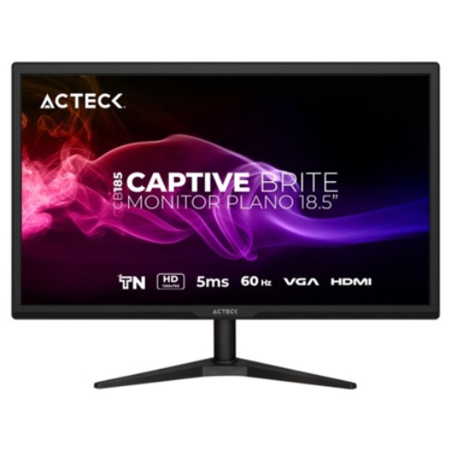 Imagen de Monitor Acteck Plano 18.5" TN Captive Brite CB185 /HD/60Hz/5ms/Low-blue light/1xVGA+1xHDMI 1.4/VESA75mm/Essential Negro