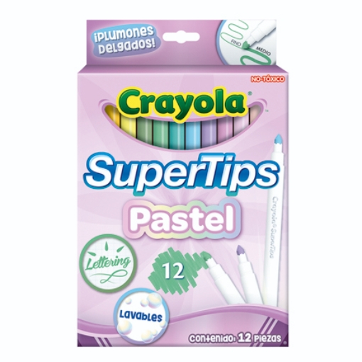 Imagen de Plumones Crayola SuperTips Pastel con 12 piezas