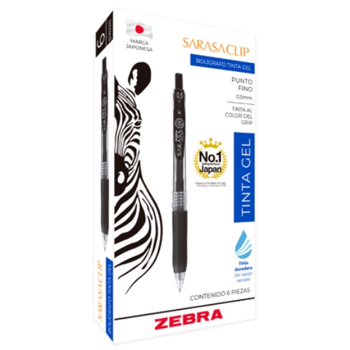 Imagen de Bolígrafo Zebra Sarasa Retráctil Punto Fino 0.5mm Tinta Gel Color Rojo C/6 Pzas